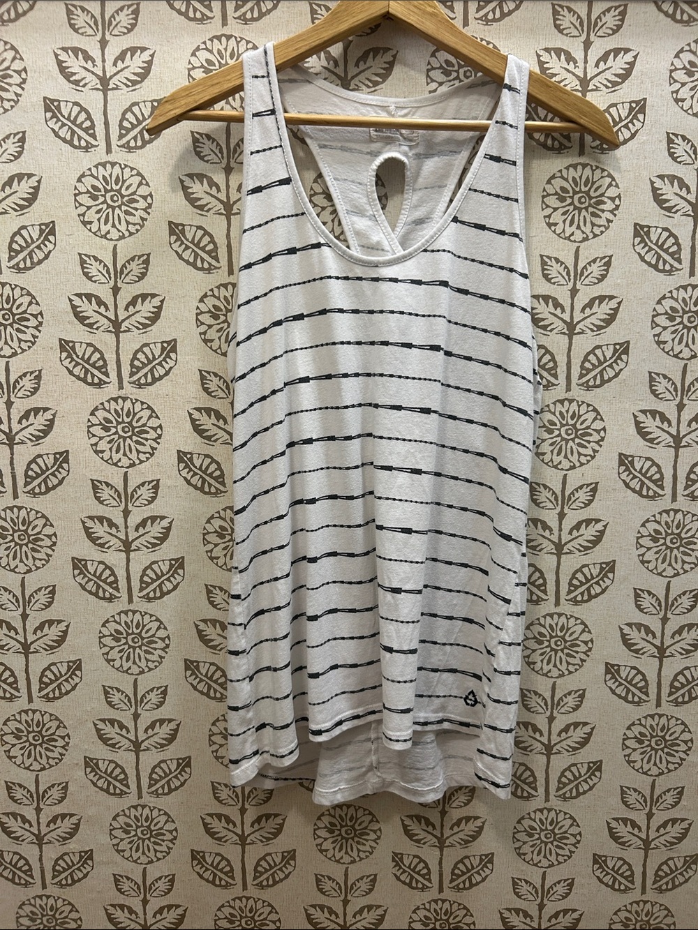 Volcom White Tank Top with Black Stripes